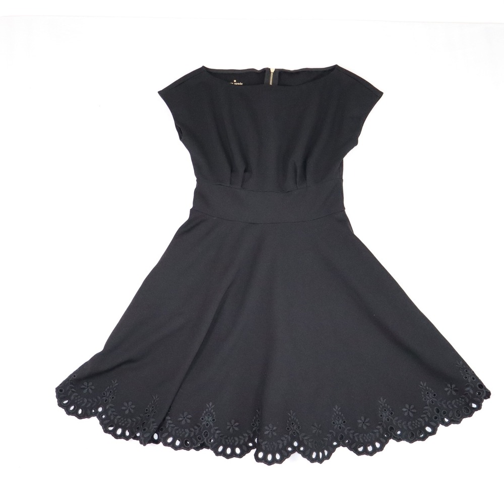 Kate Spade Fiorella Ponte Mini Dress Size XS Black Chic Formal Goth Grunge Mod
